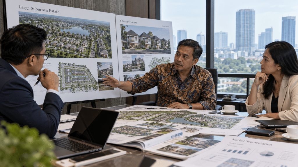 Diskusi mendalam pengembang perumahan dan konsultan properti mengenai disparitas segmen rumah besar dan rumah menengah.